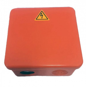 КОМ-П/4/100х100х50 (6мм) IP54 Коробка огнестойкая монтажная, пластик, 4 контакта до 6мм2, IP54 (оранжевая)