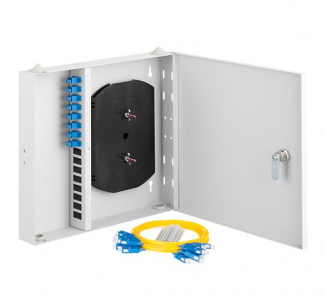 NMF-WP08SCUS2-IP-ES-GY Оптический кросс NIKOMAX настенный, укомплектованный на 8 портов SC/UPC, SM 9/125 OS2