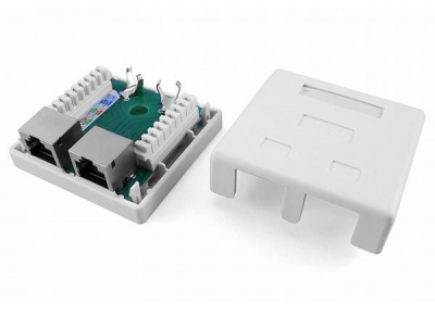 SB1-2-8P8C-C6-WH Розетка компьютерная RJ-45(8P8C), категория 6, двойная, внешняя, Dual IDC
