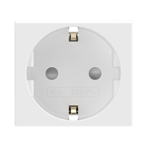 Розетка силовая 2Р+Е, со шторками, Viva, 2 мод., цвет белый (DKC) 45005