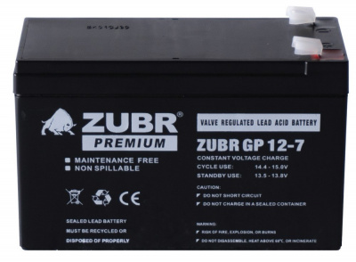 Аккумуляторная батарея 12 В, 7 Ач. (ZUBR) GP12-7