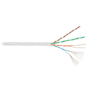 Кабель NIKOLAN U/UTP 4 пары, Кат.5e (Класс D), 100МГц, многожильный, BC (чистая медь), 24AWG (7х0,192мм), внутренний, LSZH  нг(A)-HFLTx, светло-серый, 305м