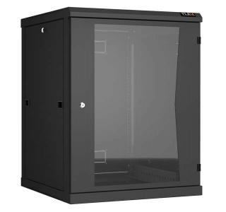 Шкаф настенный 15U (600х770х600 мм), дверь стекло, черный  TWC-156060-R-G-BK