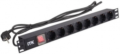 PH12-8D1 ITK PDU Блок розеток 19", 8 розеток, 1U 220В, 2 м шнур
