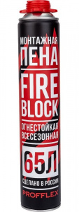 PROFFLEX FIRE BLOCK Огнестойкая монтажная пена, 850мл (пистолетная)