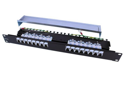 PP3-19-16-8P8C-C5E-SH-110D Патч-панель 19", 1U, 16хRJ45, кат.5е Dual IDC, ROHS, экран, цвет черный