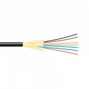 Кабель NIKOLAN волоконно-оптический, 6 волокон, одномодовый 9/125мкм, стандарта G.652.D & G.657.A1, внешний, плоский со стеклопластиковыми прутками, 1.3кН, PE, черный