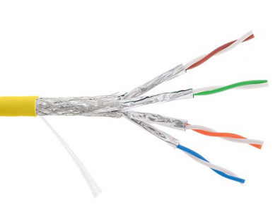 Кабель NIKOLAN S/FTP кат.7а одножильный, BC, 23AWG, внутренний, LSZH нг(А)-HFLTx, желтый  NKL 4375C-YL